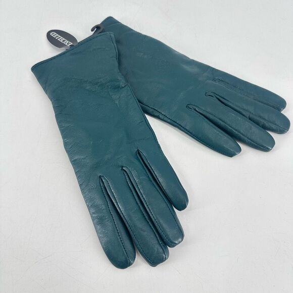 EXCELLED NWT Leather Gloves Cashmere Lined Green Small Buttery soft - Picture 1 of 7
